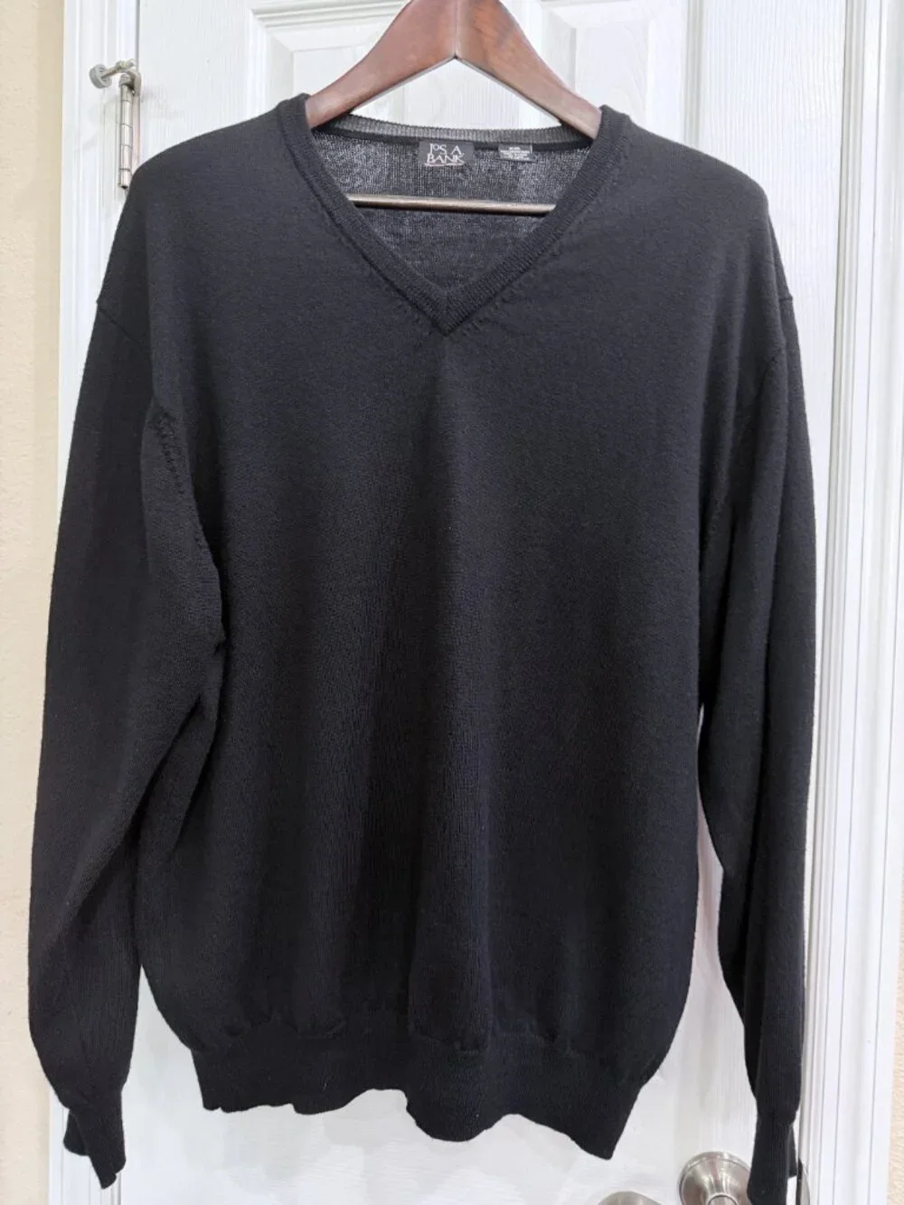 Jos A Bank Signature Merino Wool Sweater XXL Black V Neck 100% Wool Men's